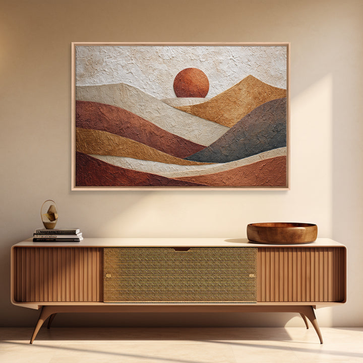 Abstract Sunrise Geometry Canvas Print, Above Bed Art, Neutral Decor, Bedroom Decor, Abstract Art, Serenity, Wall Decor, ABA-3x2-72