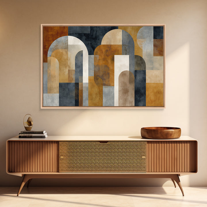 Neutral Abstract Arches Framed Canvas Print, Above Bed Art, Fine Art Print, Bedroom Decor, Abstract Art, Serenity, Digital Art, ABA-3x2-80
