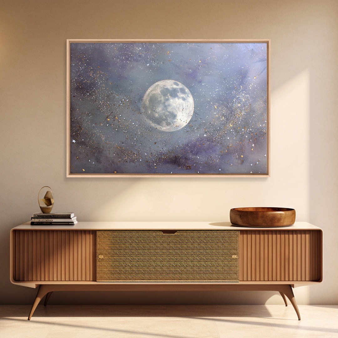 Subtle Celestial Scene Canvas Print, Above Bed Art, 3 Piece Wall Art, Bedroom Decor, Oil Painting, Serenity, Textured Painting, ABA-3x2-89