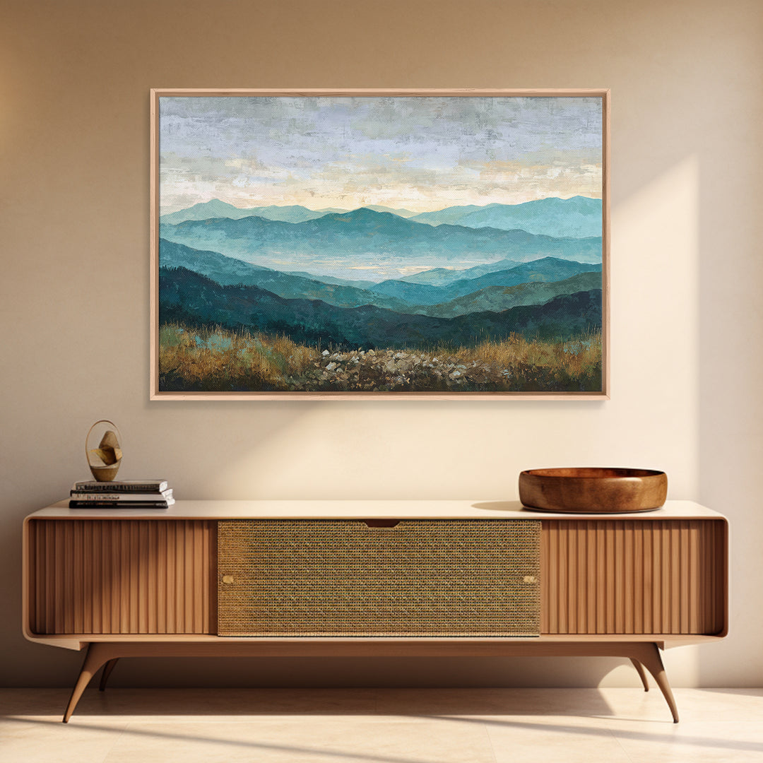 Soft Romantic Landscape Canvas Print, Above Bed Art, Bedroom Wall Decor, Bedroom Decor, Oil Painting, Serenity, ABA-3x2-93