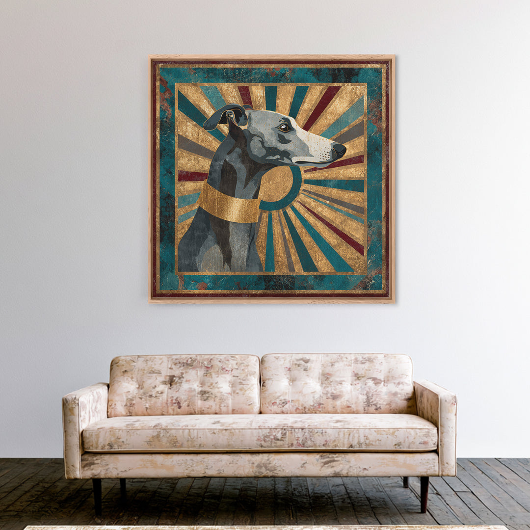 Elegant Greyhound Silhouette Canvas Print, Art Deco Art, Gallery Decor, Living Room Decor, Fine Art, Glamour, Wall Art, ADA-1x1-17