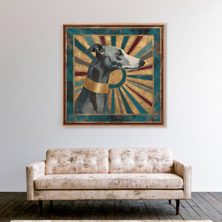 Elegant Greyhound Silhouette Canvas Print, Art Deco Art, Gallery Decor, Living Room Decor, Fine Art, Glamour, Wall Art, ADA-1x1-17