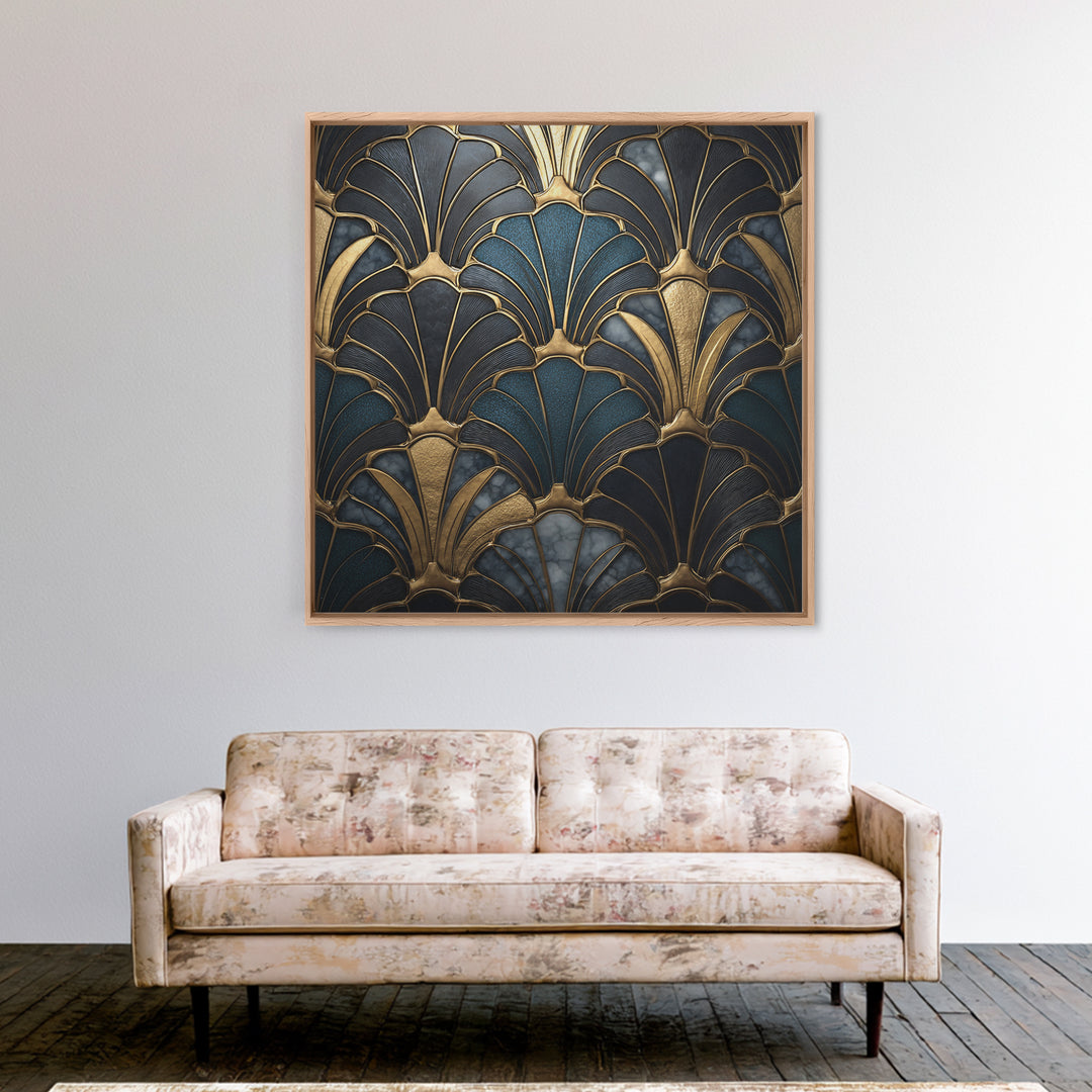 Fan Shaped Shell Motif Canvas Print, Art Deco Art, Decor, Living Room Decor, Abstract Art, Glamour, Apartment Decor, ADA-1x1-20