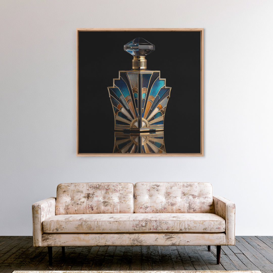 Ornate Perfume Bottle Framed Canvas Print, Art Deco Art, Downloadable Art, Living Room Decor, Fine Art, Glamour, ADA-1x1-34
