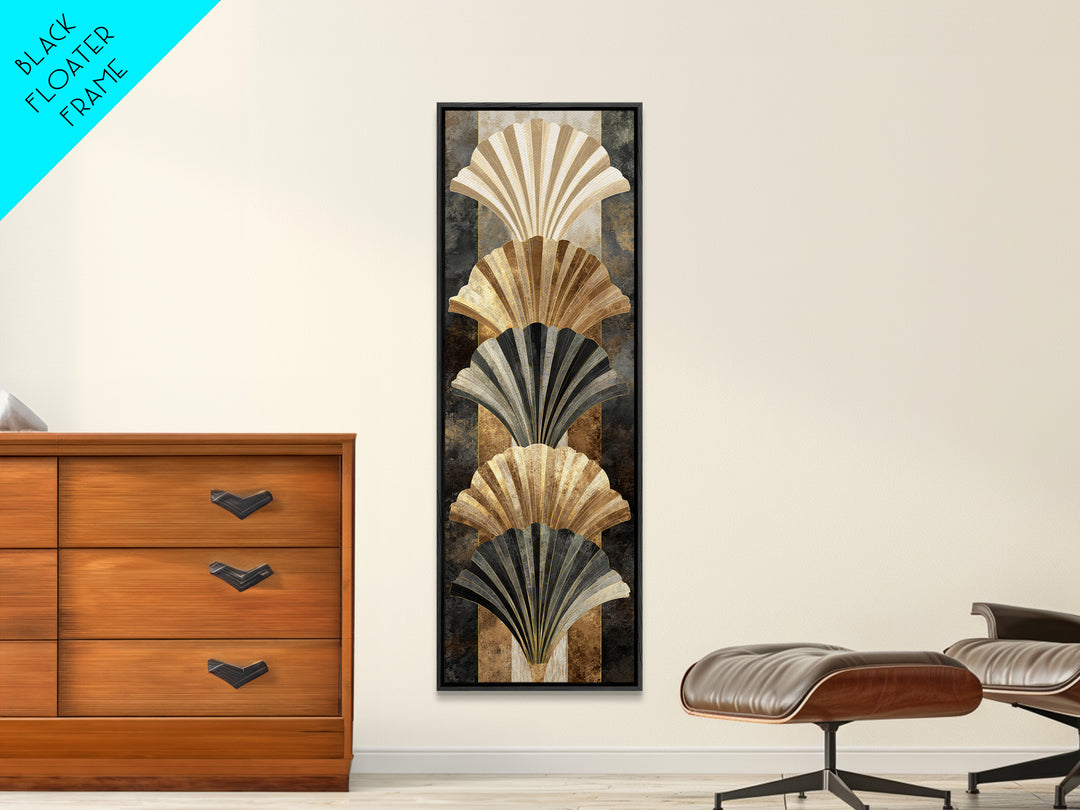 Fan Shaped Shell Motif Canvas Print, Art Deco Art, Decor, Living Room Decor, Abstract Art, Glamour, Apartment Decor, ADA-1x3-32