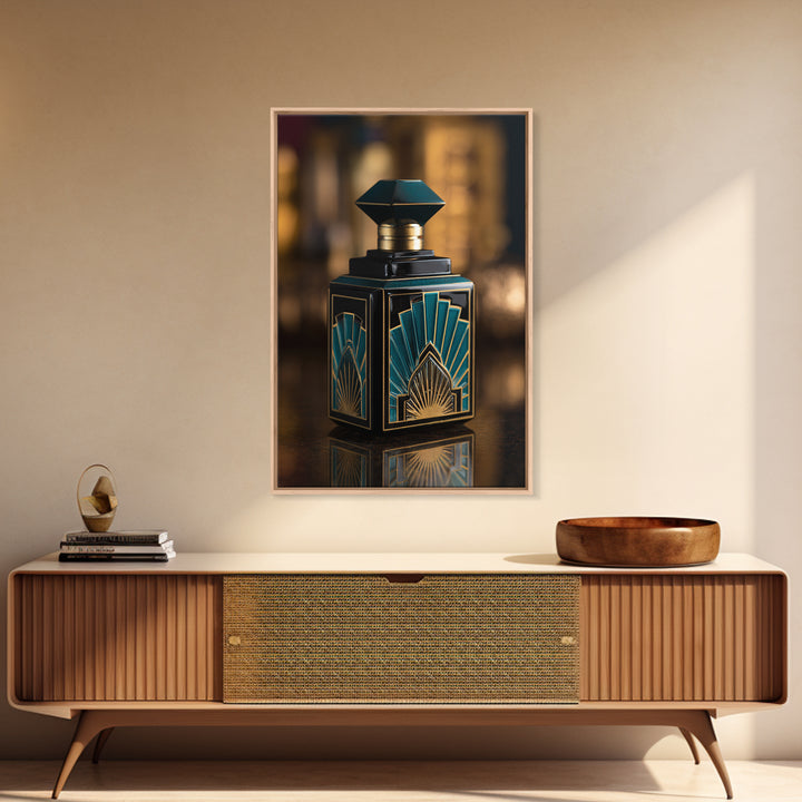 Ornate Perfume Bottle Framed Canvas Print, Art Deco Art, Home Decor, Living Room Decor, Fine Art, Glamour, Boho, Art Nouveau, ADA-2x3-18