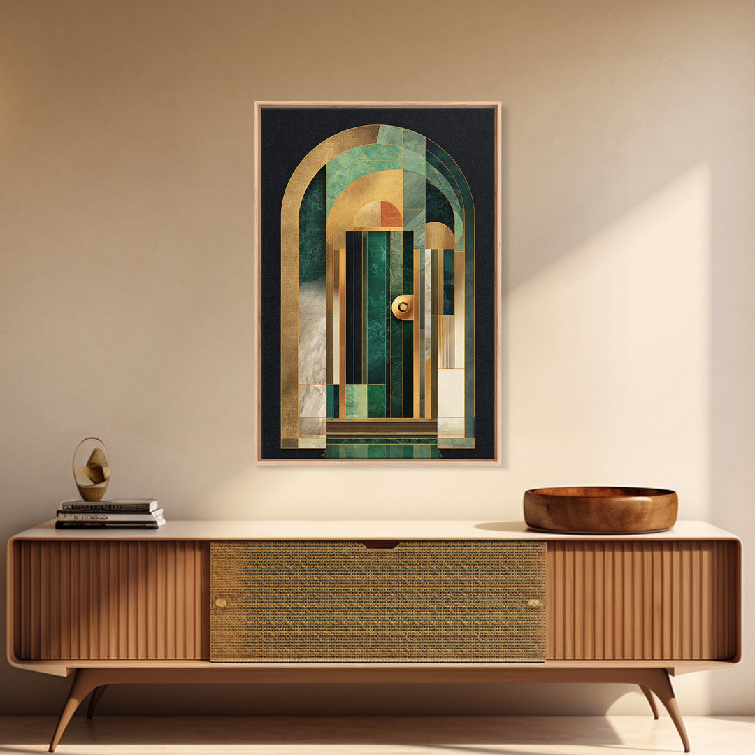 Deco Doorway Study Framed Canvas Print, Art Deco Art, Mid Century Modern, Living Room Decor, Abstract Art, Glamour, ADA-2x3-47