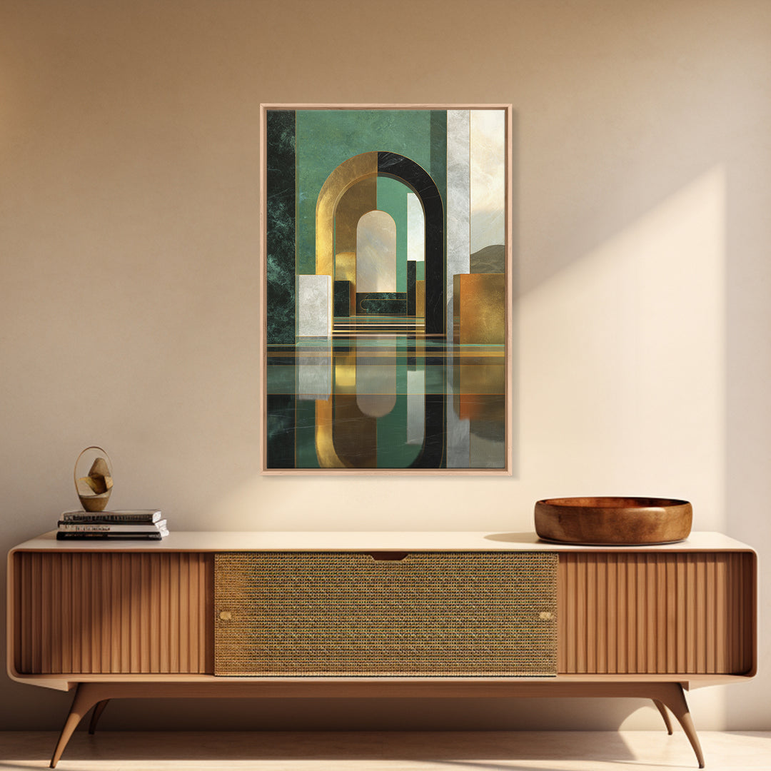 Deco Doorway Study Canvas Print, Art Deco Art, Blue Wallpaper, Living Room Decor, Oil Painting, Glamour, Minimalist Decor, ADA-2x3-95