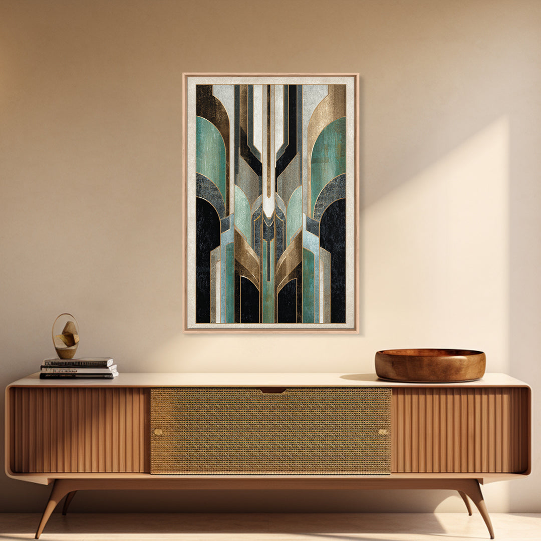 Abstract Stepped Arches Framed Canvas Print, Art Deco Art, Printable, Living Room Decor, Abstract Art, Glamour, ADA-2x3-98