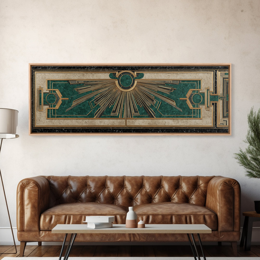 Deco Doorway Study Framed Canvas Print, Art Deco Art, Art Deco, Living Room Decor, Oil Painting, Glamour, Art Deco Wallpaper, ADA-3x1-79