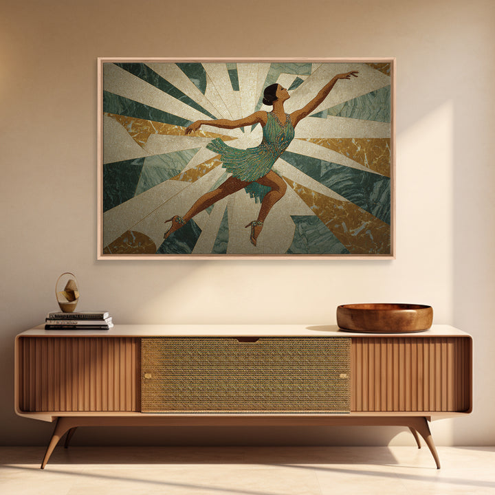 Deco Dancer in Beaded Dress and Angular Canvas Print, Art Deco Art, Modern Decor, Living Room Decor, Fine Art, Glamour, ADA-3x2-11