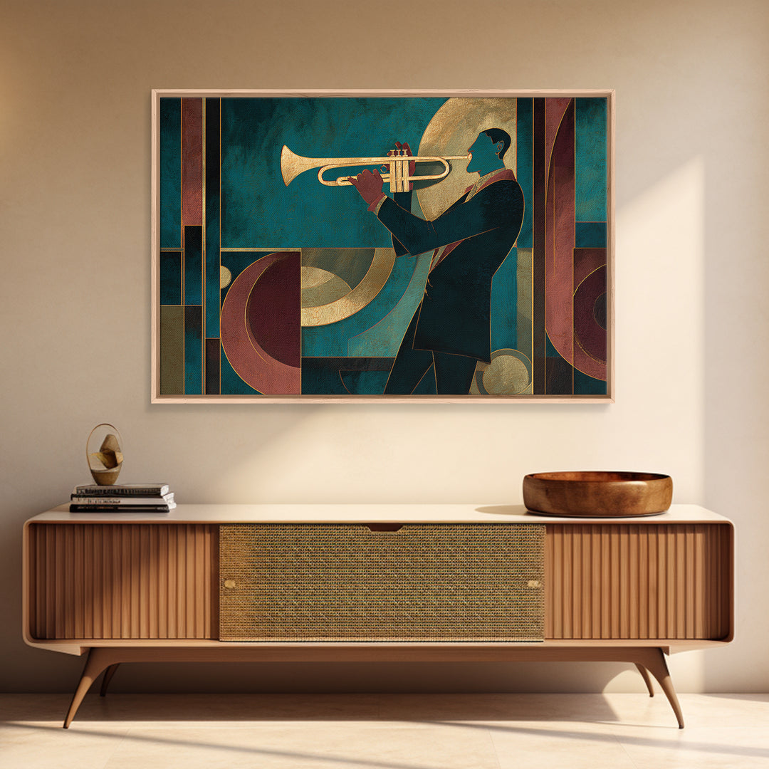 Jazz Trumpet Player Canvas Print, Art Deco Art, Room Decor, Living Room Decor, Fine Art, Glamour, Digital Art, Printable, ADA-3x2-56