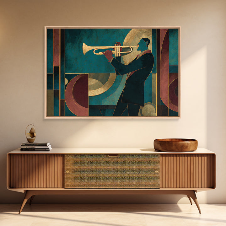 Jazz Trumpet Player Canvas Print, Art Deco Art, Room Decor, Living Room Decor, Fine Art, Glamour, Digital Art, Printable, ADA-3x2-56