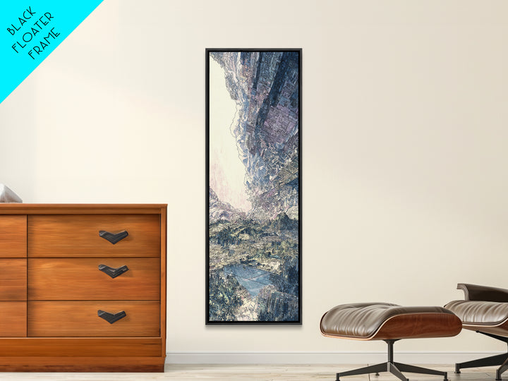 Snowy Alpine Valley Landscape Wall Art, Mountain Nature Canvas Decor, Large Living Room Art, Dreamy Blue Home Decor Gift