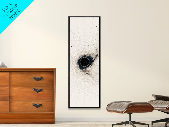 Minimal Black Singularity With Orbital Lines Wall Art, Abstract Canvas Print, Modern Minimalist Decor, Geometric Art Gift