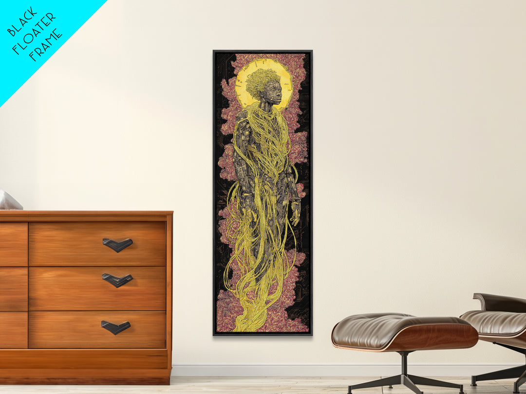 Golden Halo African Queen Portrait Wall Art, Afrocentric Black Woman Canvas, Luxury Cultural Home Decor Gift, African Art Print