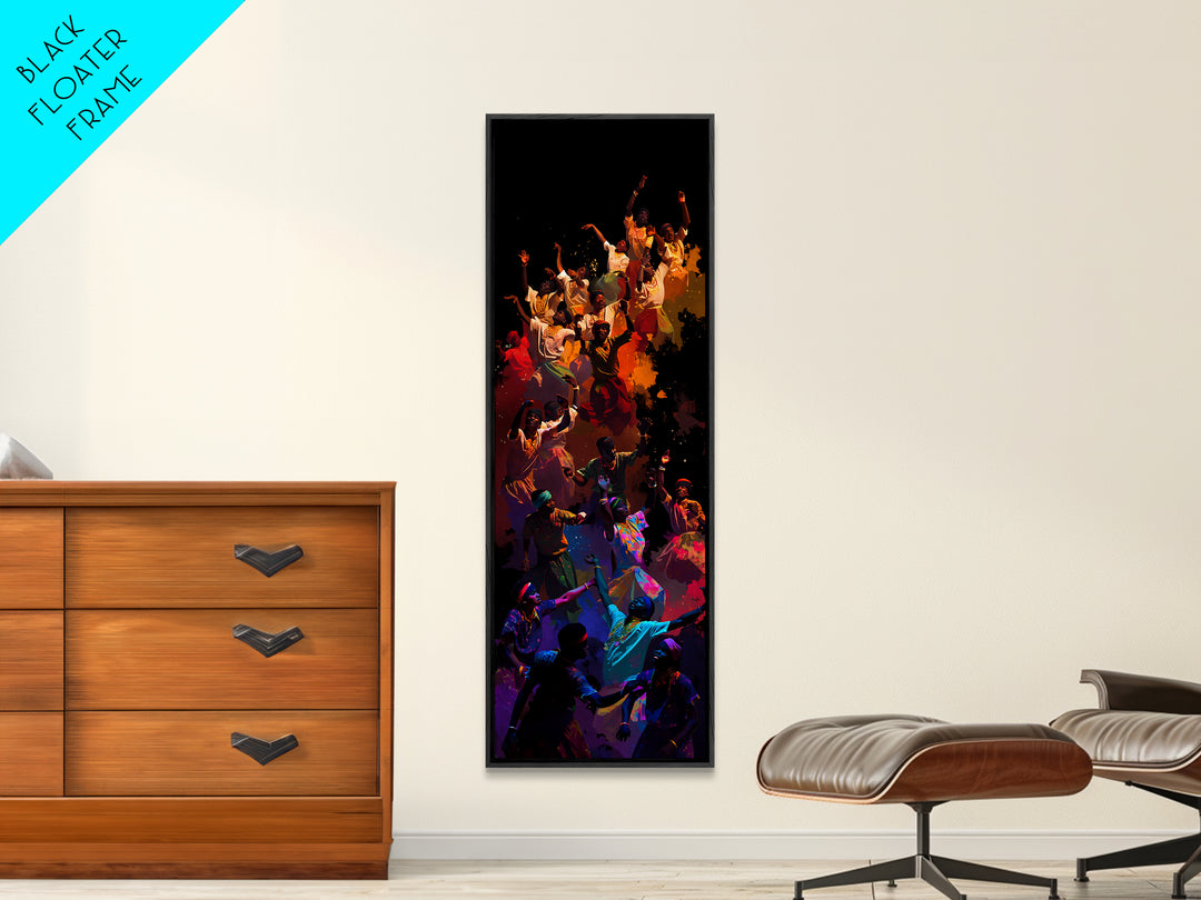 Joyful African Celebration Dance Wall Art, Colorful Afrocentric Canvas, Black Culture Art Print, Vibrant Home Decor Gift