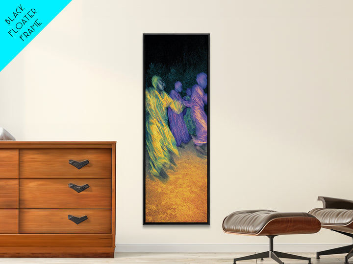 Nighttime African Dance Circle Canvas Print, Abstract Motion Wall Art, Afrocentric Cultural Decor, Vibrant Living Room Gift