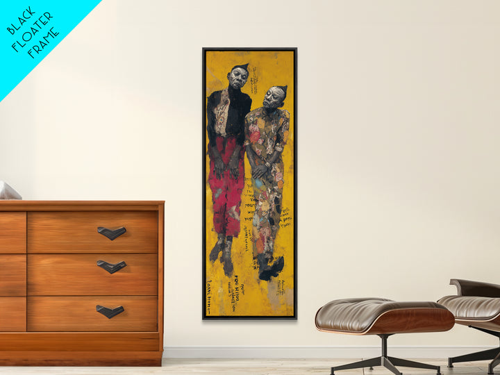 Two Elegant African Women On Yellow Wall Art, Black Female Portrait Canvas, Afrocentric Cultural Home Decor Statement Gift
