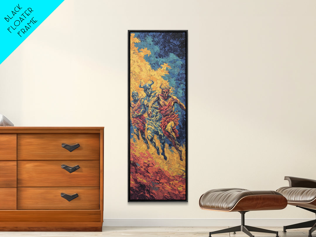 Colorful African Runners In Dust Canvas Print, Modern African Art Wall Art, Vibrant Tribal Decor, Dynamic Cultural Art Gift