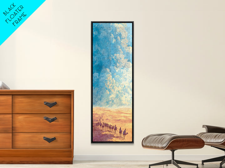 Sahara Caravan Under Giant Blue Sky Wall Art, African Desert Landscape, Nomad Travel Decor, Motherland Canvas Gift For Living Room