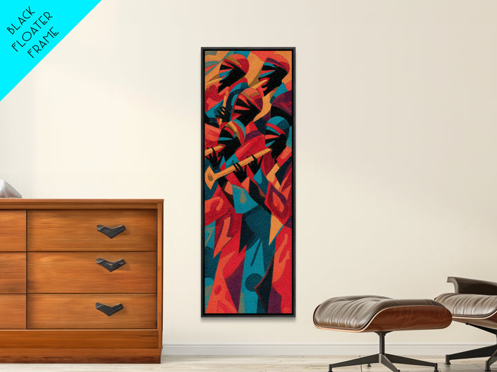 Abstract African Jazz Musicians Wall Art, Tribal Art Print, Afrocentric Decor, Bold Colorful Canvas Print, Music Lover Gift
