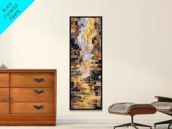 Golden Abstract African City Wall Art, Modern Geometric Canvas Decor, Luxury Urban Statement Print, Earth Tone Home Decor