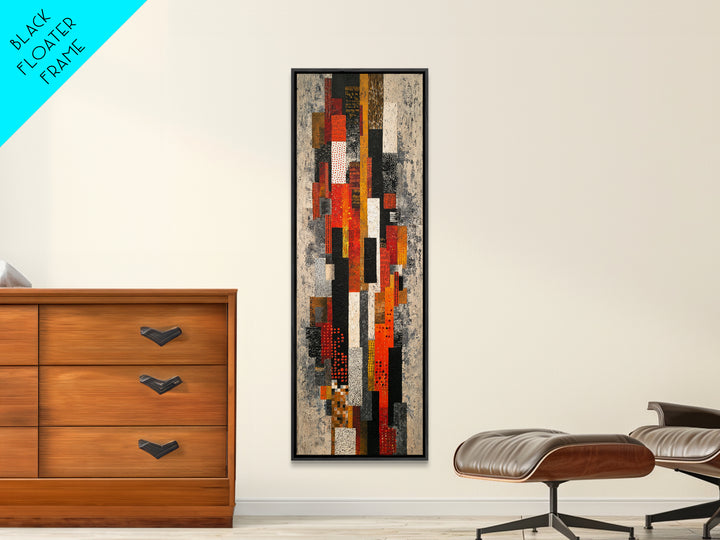Red Black Geometric Textile Canvas Print, Abstract African Fabric Wall Decor, Modern Tribal Pattern Art, Bold Home Decor Gift