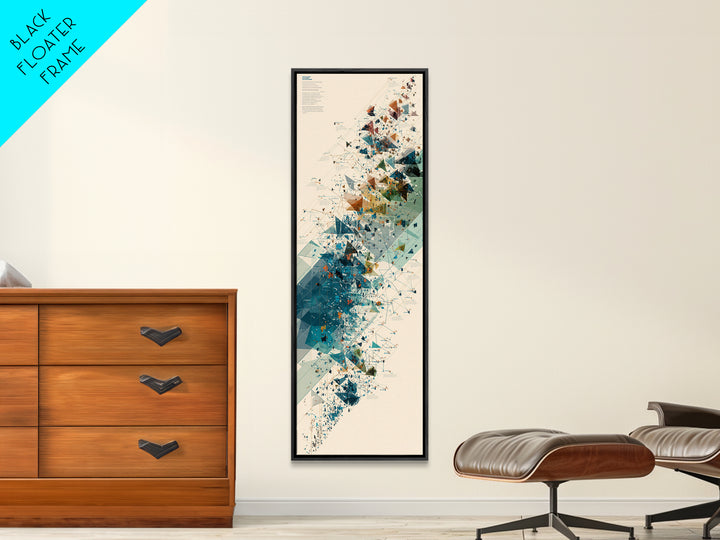 Teal Gold Abstract Shards Wall Art, Modern Geometric African Inspired Canvas Decor, Minimalist Office Art, Unique Home Decor
