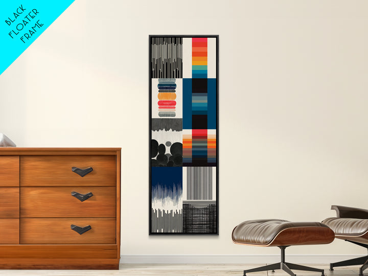 Black And Cream Geometric Textile Stripes Wall Art, African Pattern Canvas, Minimalist Tribal Decor, Modern Boho Home Decor