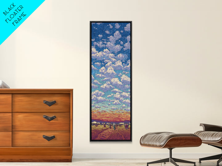 Sunset Cloud Prairie Landscape Framed Canvas Print, Dreamy Sky Wall Art, Nature Scene Art For Living Room Decor, Housewarming Gift