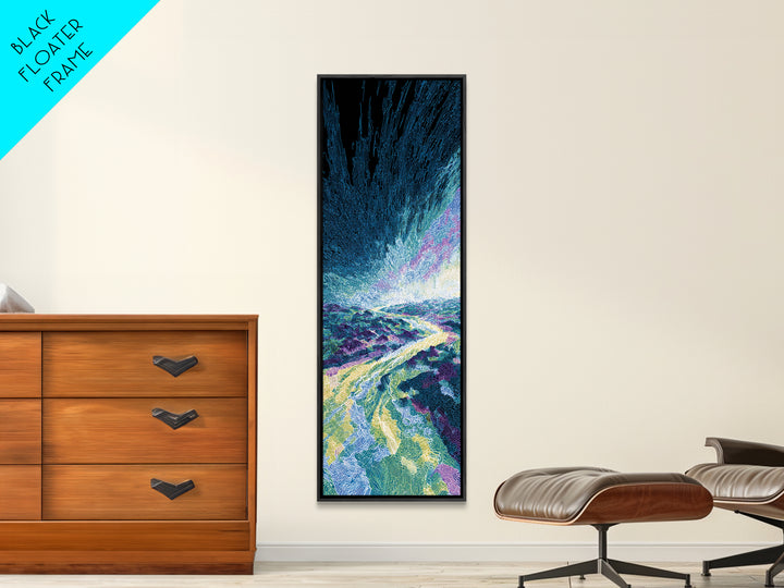 Blue Cosmic River Abstract Canvas Print, Mystical Wall Art, Modern Psychedelic Landscape, Unique Home Decor Gift For Him