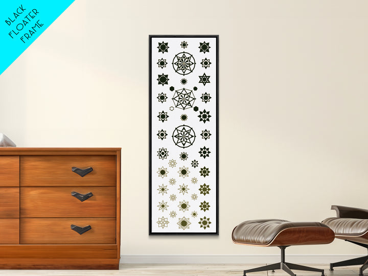Sacred Geometry Star Pattern Canvas Print, Gold Green Mandala Wall Decor, Minimalist Art, Spiritual Wall Art, Boho Decor