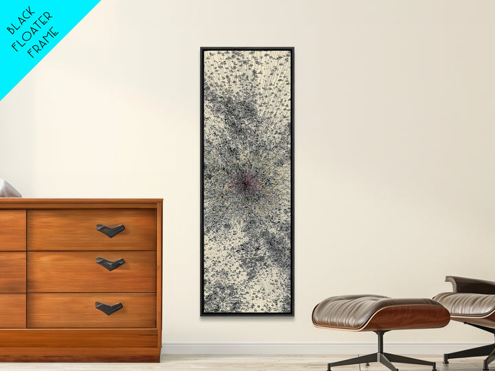 Abstract Cream Black Energy Burst Wall Art, Red Gold Center, Modern Abstract Art, Textured Art Print, Statement Wall Decor