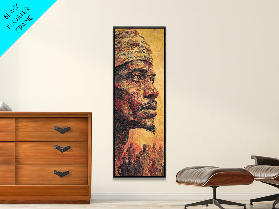 Regal African Man Profile Portrait Framed Canvas Print, Warm Orange Black Art, Tribal Warrior Culture Wall Decor, Gift For Him