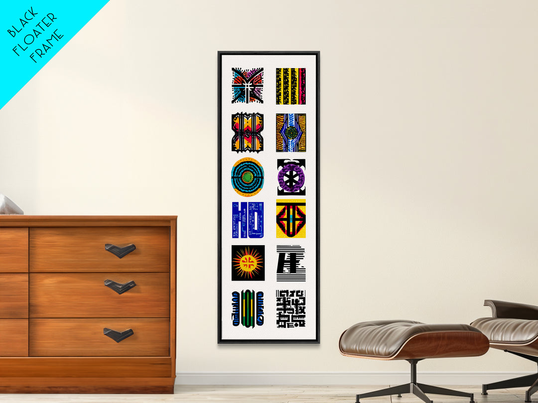 Colorful African Pattern Wall Art, Tribal Textile Symbols, Ankara Inspired Geometric Decor, Afrocentric Gallery Print Set