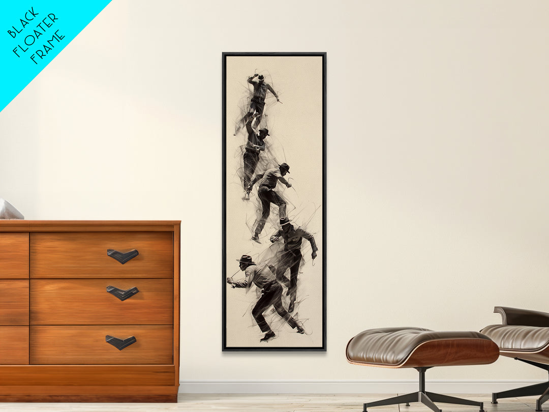Dynamic African Climber Wall Art, Charcoal Motion Figures, Black Athlete Sketch, Modern Minimalist Decor For Home Gallery
