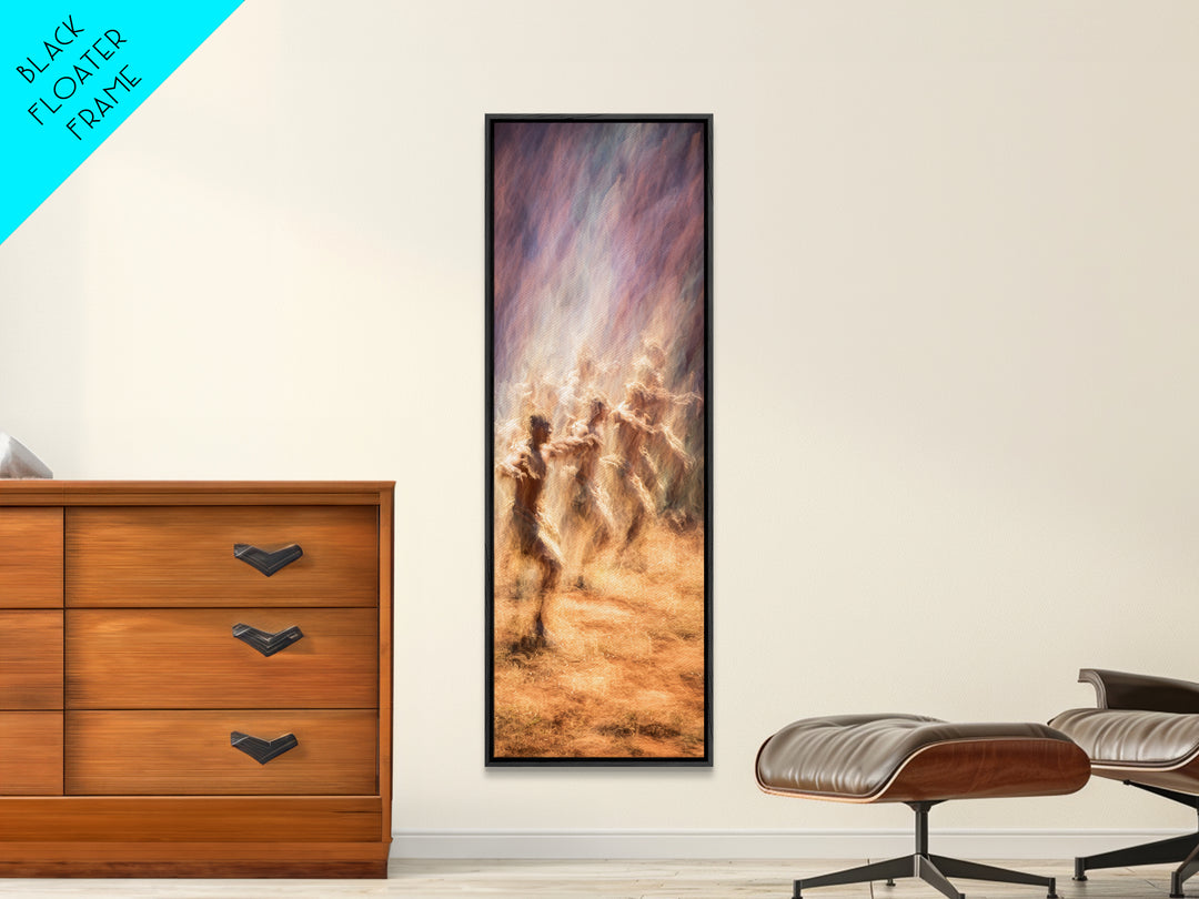 Glowing African Dancers In Dust Wall Art, Spiritual Cultural Art Print, Warm Earth Tone Canvas For Bohemian Home Decor Gift