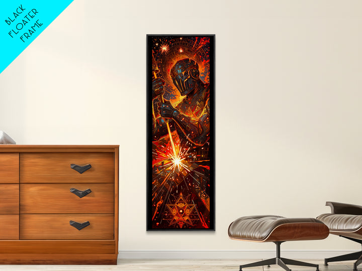 Fiery Mechanical Engine Abstract Wall Art, Industrial Sci Fi Canvas Decor, Orange Black Statement Art, Gift For Him, Poster