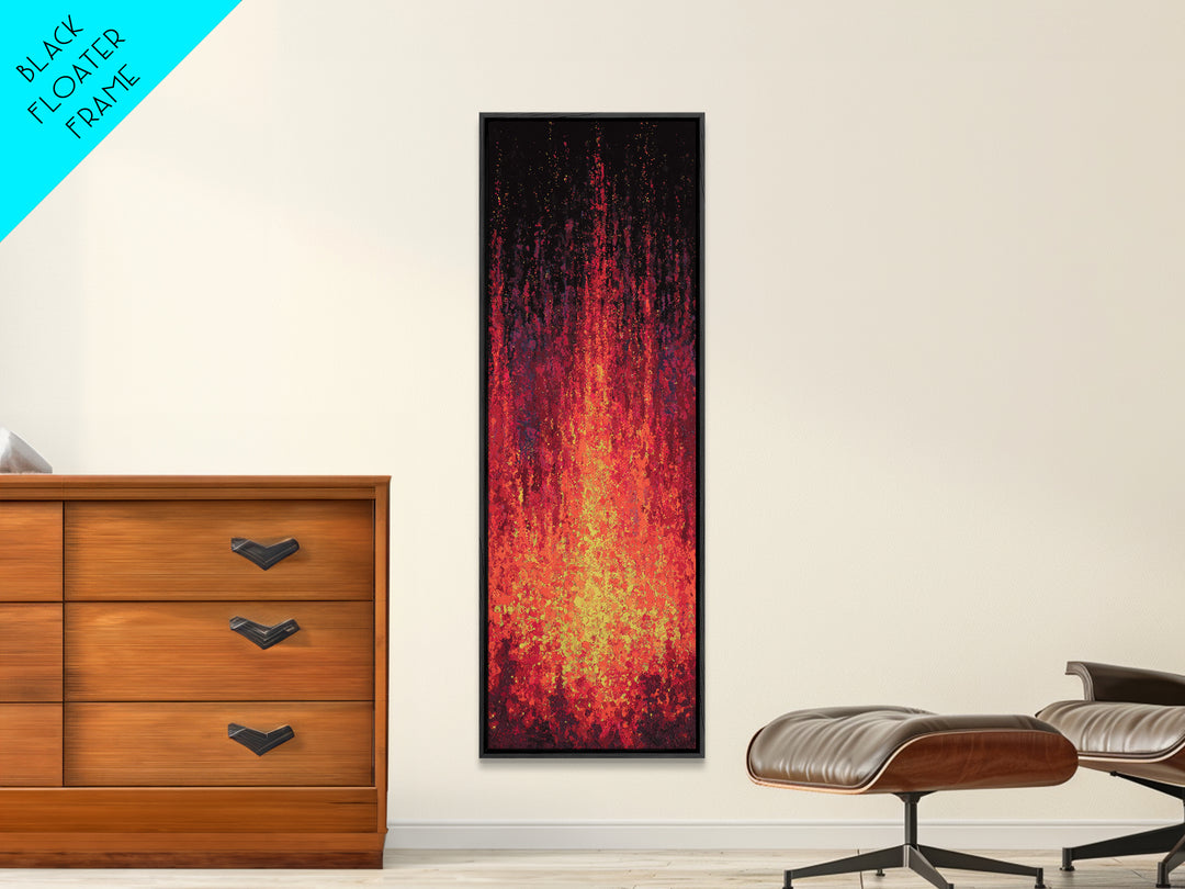 Blazing Red Orange Firefall Abstract Wall Art, African Inspired Canvas Print, Modern Black Decor, Statement Home Decor Gift