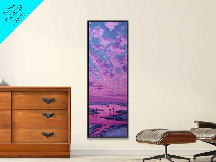 Pink Purple Coastal Sunset Sky Wall Art, Dreamy Canvas Print, Serene Beach Landscape Decor, Modern Large Living Room Gift