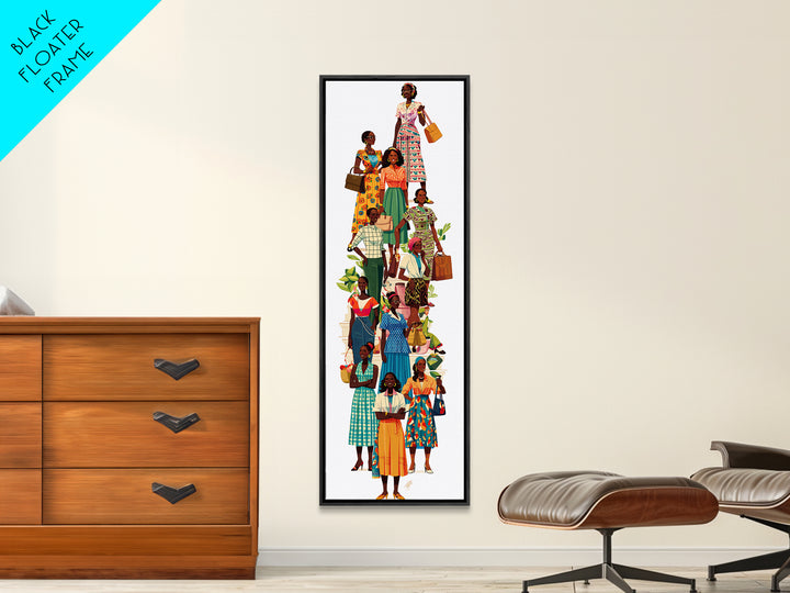 Stylish African Women Fashion Wall Art, Colorful Ankara Dresses Black Girl Magic Decor, Afrocentric Feminine Canvas Print