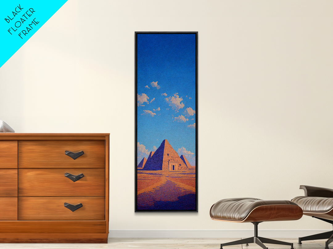 Egyptian Pyramids Blue Sky Wall Art, Ancient African Landscape Canvas Print, Desert Travel Poster Home Decor Gift For Her