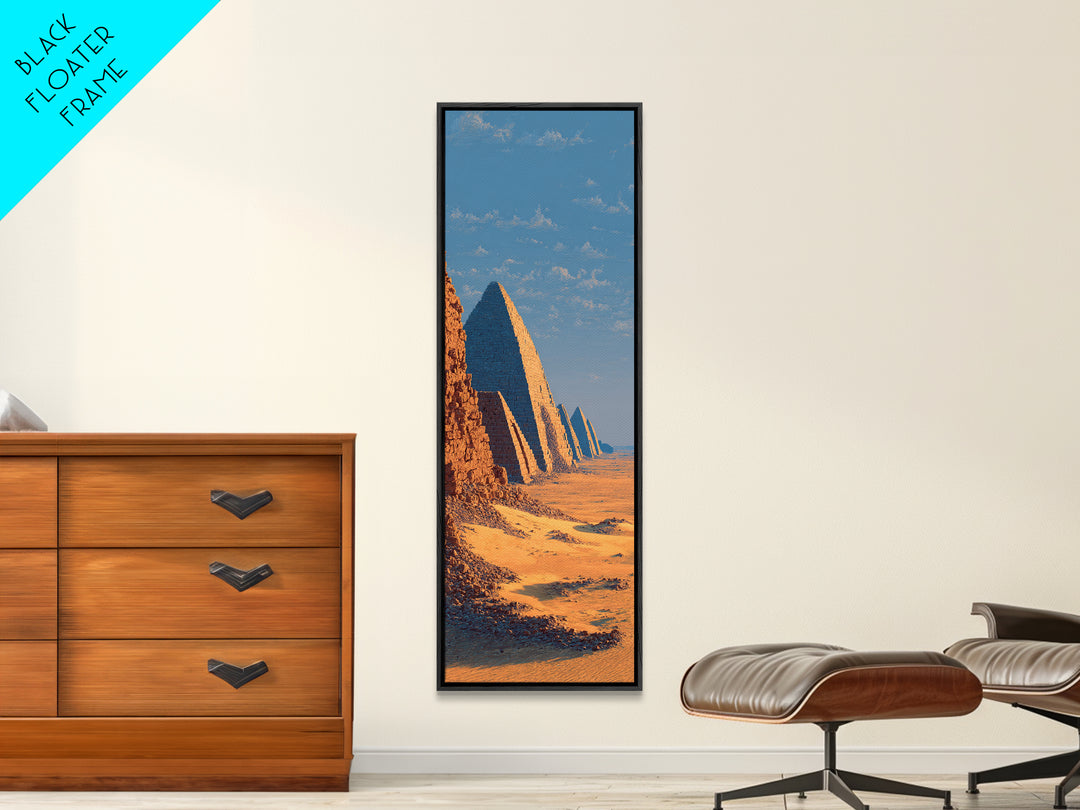 Golden Nubian Pyramids Wall Art, African Desert Landscape Canvas Print, Egypt Travel Poster Living Room Decor Housewarming Gift