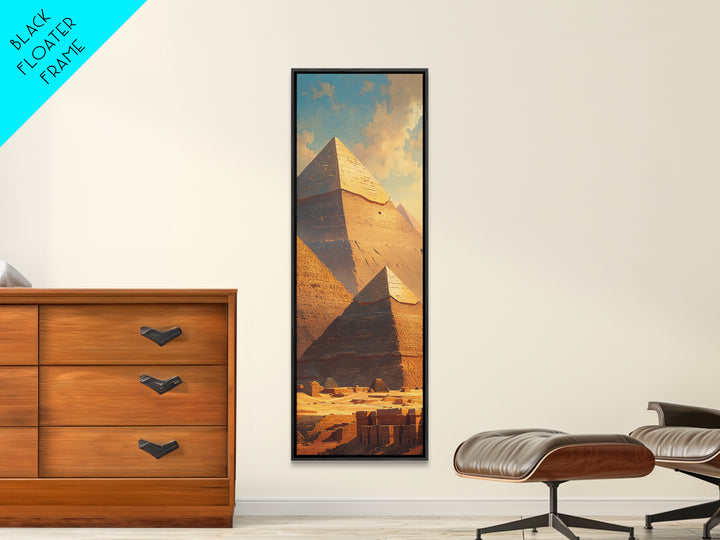 Sunlit Giza Pyramid Vista Wall Art, Egyptian Desert Landscape Canvas Print, Ancient Africa Travel Home Decor Gift For Him