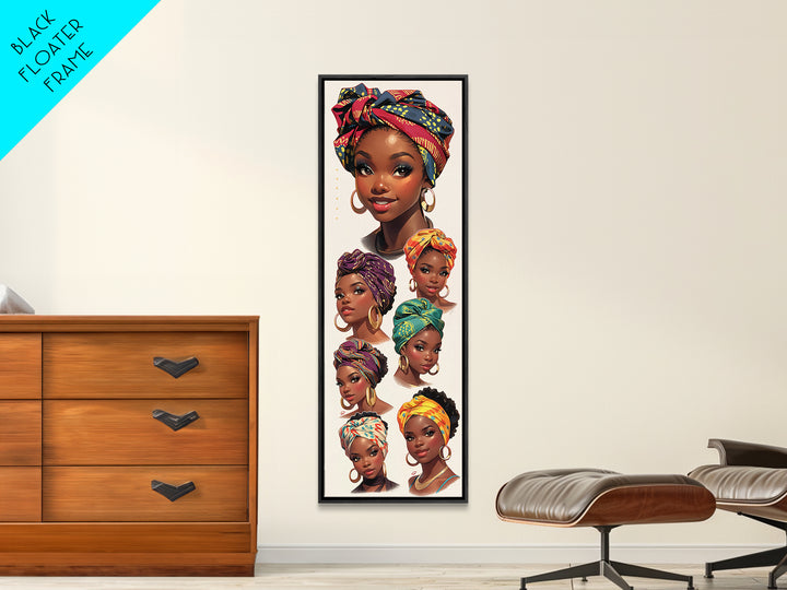 Beautiful Black Women Headwrap Portraits Wall Art, African Queen Canvas Print, Melanin Beauty Poster, Afrocentric Home Decor Gift