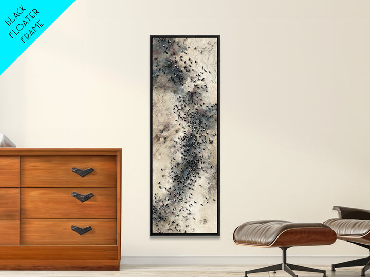 Aerial African Herd Migration In Soft Neutral Sands Wall Art, Abstract Safari Landscape, Earth Tone Modern Living Room Decor