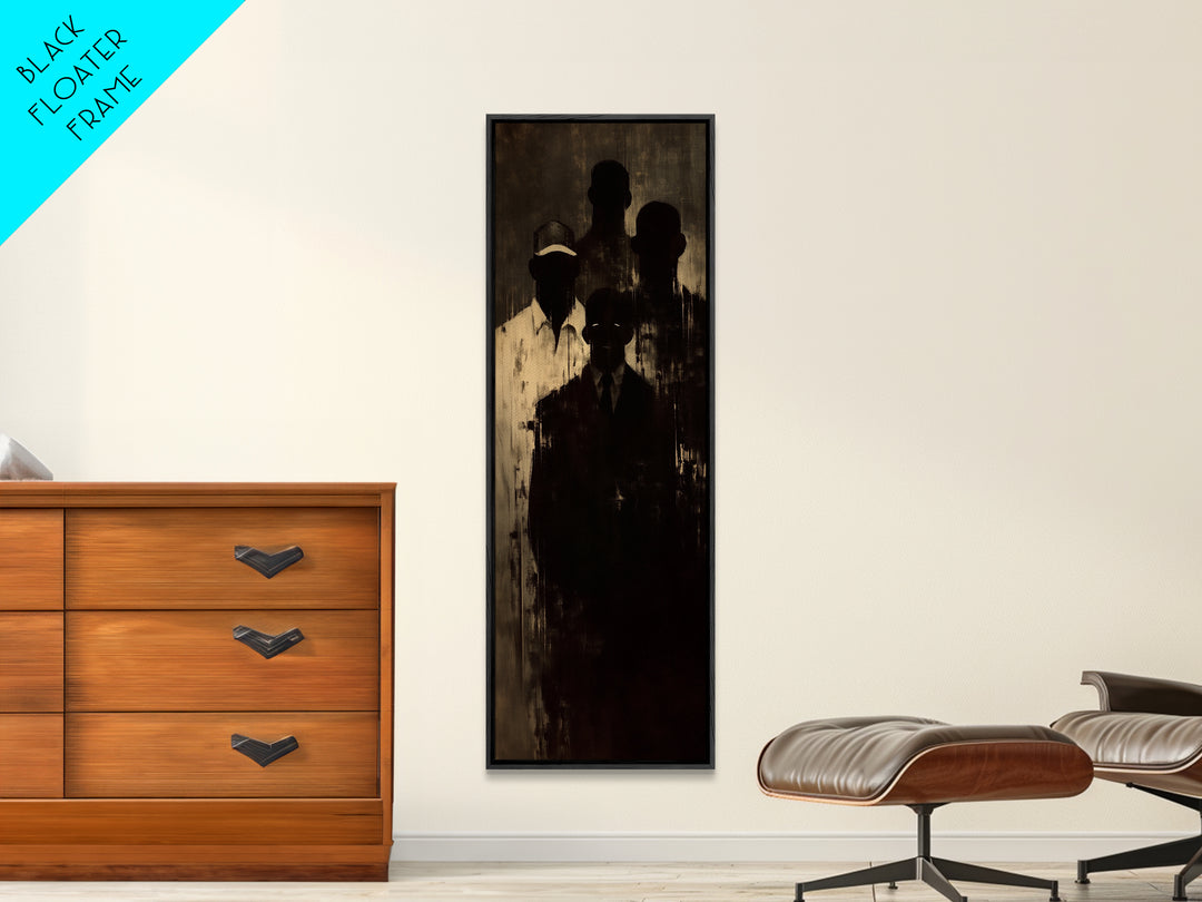 Shadowed African Men In Suits And Ancestral Light Wall Art, Black Culture Portrait, Moody Masculine Office Decor Gift For Him