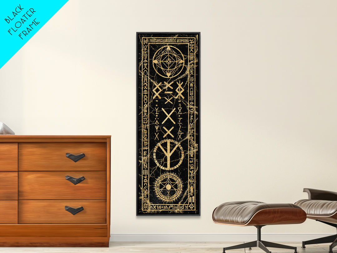 Ancient Golden Sigil With Sacred Geometry, Canvas Print, Mystical Wall Art, Spiritual Decor, Gothic Home Decor Gift For Altar Room