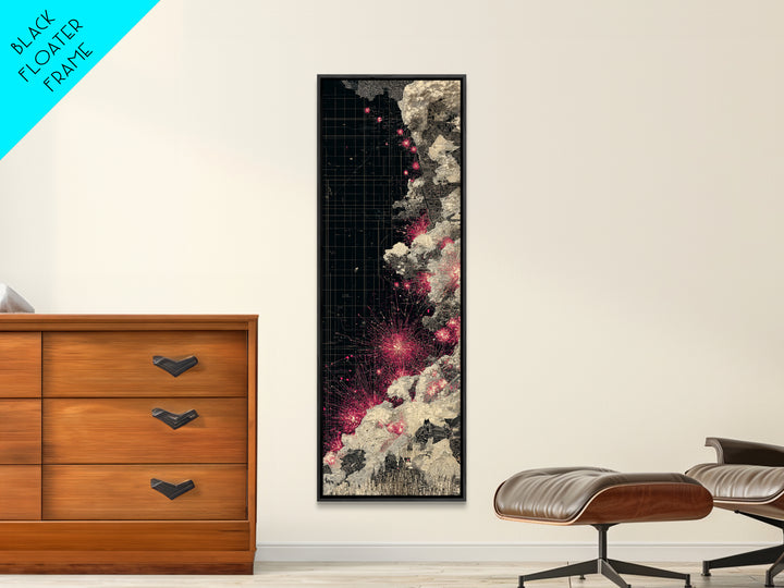 Black Pink Cosmic Map Wall Art, Abstract African Landscape Canvas Print, Modern Digital Art, Urban Statement Home Decor Gift
